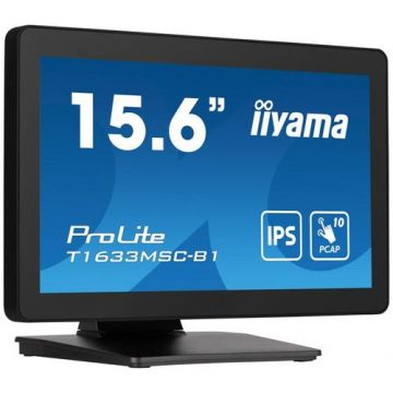 Monitor IPS LED Iiyama ProLite 15.6inch T1633MSC-B1, Full HD (1920 x 1080), HDMI, DisplayPort, Boxe, Touchscreen (Negru)