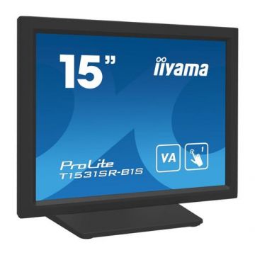 Monitor VA LED Iiyama 15inch T1531SR-B1S, VGA, HDMI, DisplayPort, Boxe, Touchscreen (Negru)
