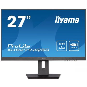IIYAMA Monitor IPS LED iiyama PROLITE 27 XUB2792QSC-B5, QHD (2560 x 1440), HDMI, DisplayPort, AMD FreeSync, Pivot, Boxe, Negru