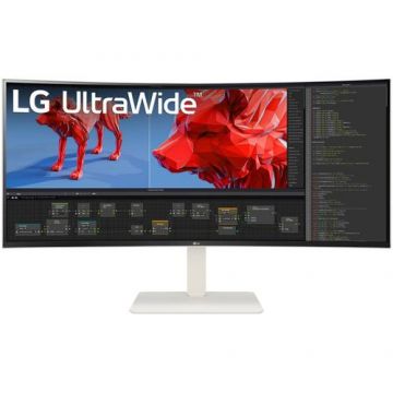 Monitor IPS LED LG 37.5inch 38WR85QC-W, 3840 x 1600, HDMI, DisplayPort, Ecran curbat, 144 Hz, 1 ms (Alb)