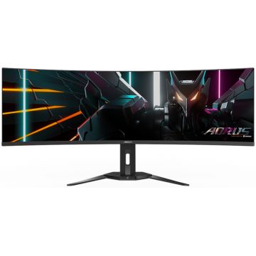 Monitor LED GIGABYTE Gaming AORUS CO49DQ Curbat 49 inch DQHD OLED 0.03 ms 144 Hz USB-C KVM HDR FreeSync Premium Pro