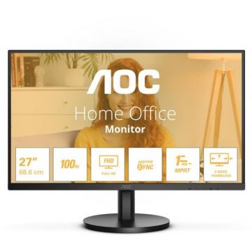 Monitor VA LED AOC 27inch 27B3HMA2, Full HD (1920 x 1080), VGA, HDMI, 100 Hz (Negru)