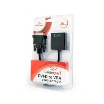 Cablu adaptor, Gembird, DVI-D la VGA, Negru