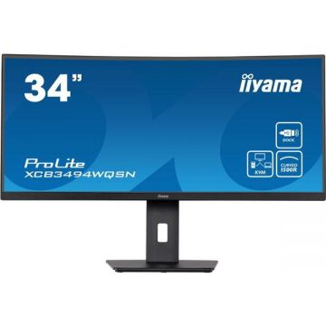 IIYAMA Monitor Gaming VA LED iiyama 34 XCB3494WQSN-B5, WQHD (3440 x 1440), HDMI, DisplayPort, AMD FreeSync, Ecran Curbat, Boxe, 120 Hz, 1 ms, Negru