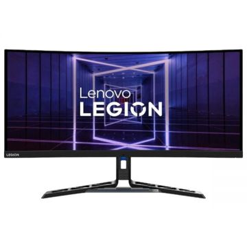 Lenovo Monitor Gaming VA LED Lenovo Legion 34 Y34wz-30, UWQHD (3440x1440) HDMI, DisplayPort, Ecran curbat, Boxe, 180 Hz, 1 ms, Negru