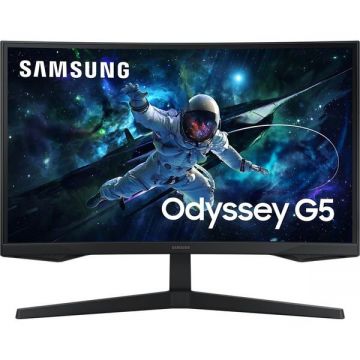 Samsung Monitor Gaming Curbat LED VA SAMSUNG Odyssey G5 LS27CG552EUXEN, 27, QHD, 165Hz, AMD FreeSync, Clasa F, Negru