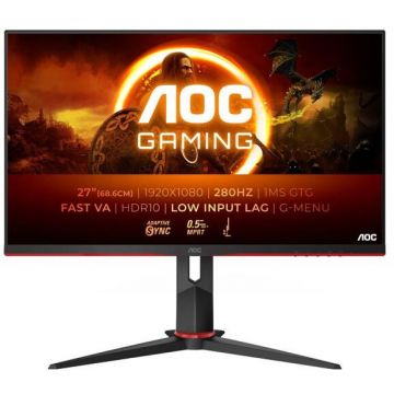 AOC Monitor Gaming Fast VA LED AOC 27 27G2ZN3/BK, Full HD (1920 x 1080), HDMi, DisplayPort, Pivot, 180 Hz, 1 ms, Negru