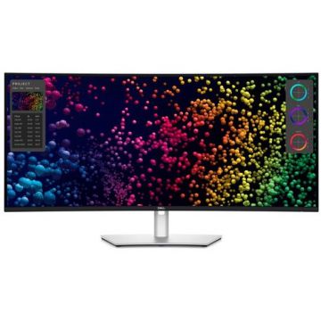 Dell Monitor IPS LED Dell 39.7 U4025QW, 5120 x 2160, HDMI, DisplayPort, Ecran curbat, Boxe, Argintiu