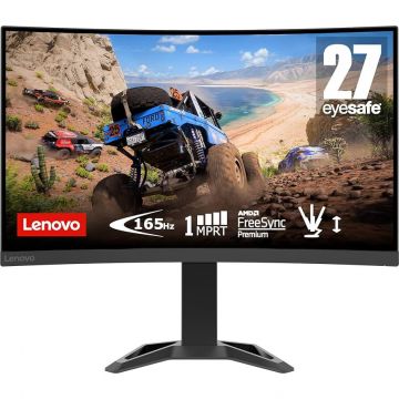 Lenovo Monitor Gaming VA LED Lenovo 27 G27c-30, Full HD (1920 x 1080), HDMI, DisplayPort, Boxe, Ecran Curbat, 165 Hz, 1 ms, Negru