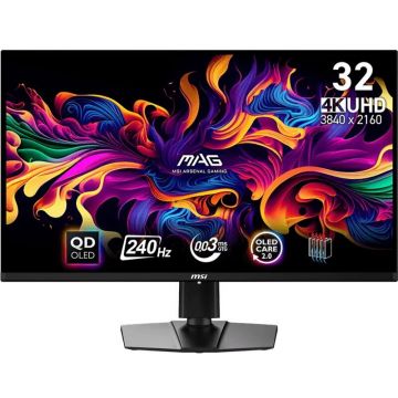 MSI Monitor Gaming MSI MAG 321UPX QD-OLED, 31.5 inch UHD, HDMI, DisplayPort, 240 Hz, 0.03 ms, Negru