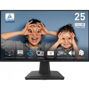 MSI Monitor MSI PRO MP252, 24.5 inch FHD, HDMI, DisplayPort, Boxe, 100Hz, 1 ms, Negru