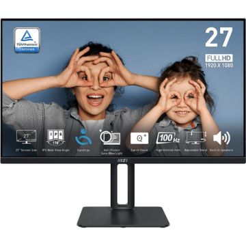 MSI Monitor MSI PRO MP275P, 27 inch FHD, VGA, HDMI, Boxe, 1 ms, Negru