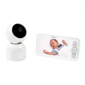 Video Monitor Digital cu lumina de veghe + Wi-Fi Beaba ZEN Night Light White, 720p HD, 3 cantece de leagan, Inregistreaza videoclipuri si fotografiaza