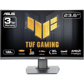 Asus Monitor VA LED ASUS TUF Gaming 23.6 VG24VQER, Full HD (1920 x 1080), HDMI, DisplayPort, Ecran curbat, 180 Hz, 1 ms, Negru