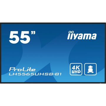 IIYAMA Afișaj Semne Design tip kiosk iiyama LH5565UHSB-B1 138,7 cm (54.6) LED Wi-Fi 800 cd/m² 4K Ultra HD Negru Procesor încorporat Android 11 24/7