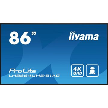 IIYAMA Display Profesional IPS LED iiyama ProLite 85.6 LH8664UHS-B1AG, Ultra HD (3840 x 2160), HDMI, Boxe, Negru