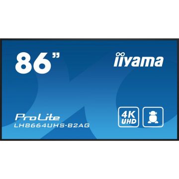 IIYAMA Display Profesional IPS LED iiyama ProLite LH8664UHS-B2AG, Ultra HD (3840 x 2160), HDMI, Boxe, Negru