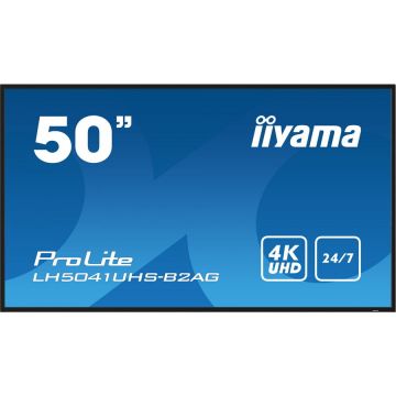 IIYAMA Display Profesional VA LED Iiyama 50 LH5041UHS-B2AG, UHD (3840 x 2160), VGA, HDMI, Negru