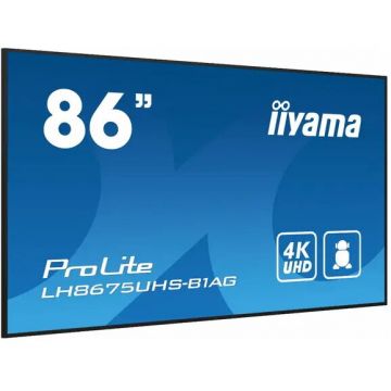 IIYAMA Ecran Profesional IPS LED Iiyama 85.6 LH8675UHS-B1AG, UHD (3840 x 2160), HDMI, DisplayPort, Boxe, Negru