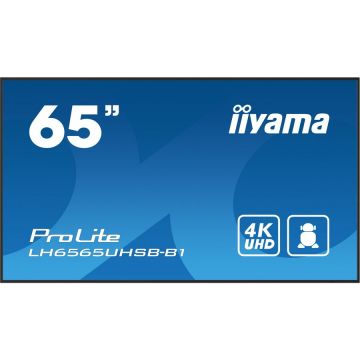 IIYAMA Ecran profesional IPS LED iiyama ProLite 64.5 LH6565UHSB-B1, UHD (3840 x 2160), HDMI, DisplayPort, Boxe, Negru