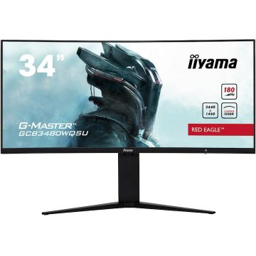 IIYAMA Monitor gaming LED VA iiyama G-Master GCB3481WQSU-B1, 34, UWQHD, HDMI, Display Port, 180Hz, RED EAGLE CURVED ™, Vesa, Negru