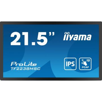 IIYAMA Monitor IPS LED Iiyama, 21.5 TF2238MSC-B1, Full HD (1920 x 1080), HDMI, DisplayPort, Boxe, Touchscreen, Negru