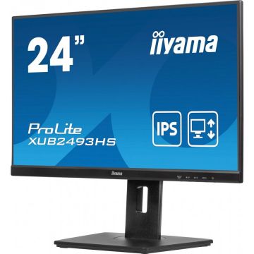 IIYAMA Monitor IPS LED Iiyama 23.8 XUB2493HS-B6, Full HD (1920 x 1080), HDMI, DisplayPort, Boxe, Pivot, 100 Hz, 0.5 ms, Negru