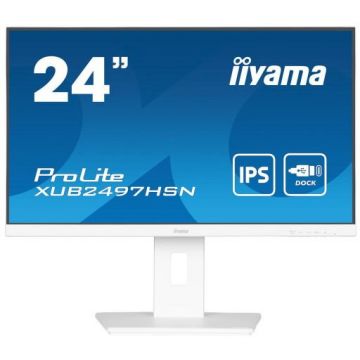 IIYAMA Monitor IPS LED Iiyama 23.8 XUB2497HSN-W2, Full HD (1920 x 1080), HDMI, DisplayPort, Boxe, Pivot, 100 Hz, 1 ms, Alb