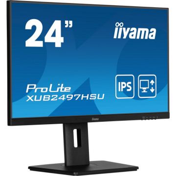 IIYAMA Monitor IPS LED Iiyama 23.8 XUB2497HSU-B2, Full HD (1920 x 1080), HDMI, DisplayPort, Boxe, Pivot, 100 Hz, 1 ms (Negru)