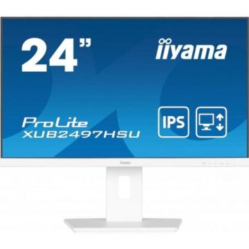 IIYAMA Monitor IPS LED Iiyama 23.8 XUB2497HSU-W2, Full HD (1920 x 1080), HDMI, DisplayPort, Boxe, Pivot, 100 Hz, 1 ms (Alb)