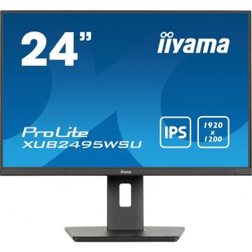 IIYAMA Monitor IPS LED Iiyama 24.1 XUB2495WSU-B7, 1920 x 1200, HDMI, DisplayPort, Boxe, Pivot, 75 Hz, Negru