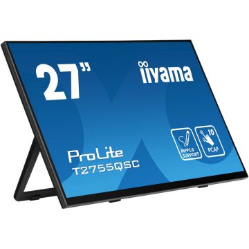 IIYAMA Monitor IPS LED Iiyama 27 T2755QSC-B1, QHD (2560 x 1440), HDMI, DIsplayPort, Boxe, Touchscreen, Negru