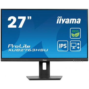 IIYAMA Monitor IPS LED Iiyama 27 XUB2763HSU-B1, Full HD (1920 x 1080), HDMI, DisplayPort, Boxe, Pivot, 100 Hz, 3 ms, Negru