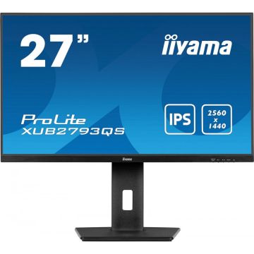 IIYAMA Monitor IPS LED Iiyama 27 XUB2793QS-B6, QHD (2560 x 1440), HDMI, DisplayPort, Boxe, Pivot, 100 Hz, 1 ms, Negru