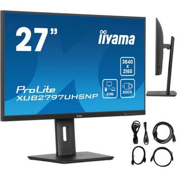 IIYAMA Monitor IPS LED Iiyama 27 XUB2797UHSNP-B1, UHD (3840 x 2160), HDMI, DisplayPort, Boxe, Pivot, (Negru)