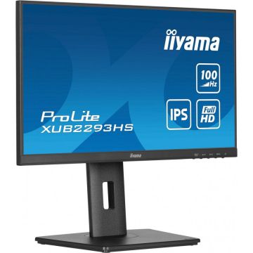 IIYAMA Monitor IPS LED iiyama Prolie 21.5 XUB2293HS-B6, Full HD (1920 x 1080), HDMI, DisplayPort, Boxe, Pivot, 100 Hz, 1 ms, Negru