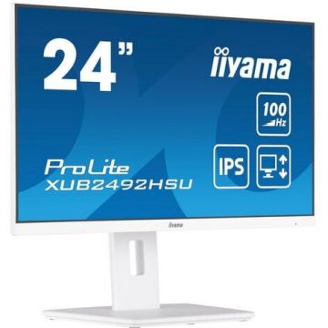 IIYAMA Monitor IPS LED iiyama ProLite 23.8 XUB2492HSU-W6, Full HD (1920 x 1080), HDMI, DisplayPort, Boxe, Pivot, Alb