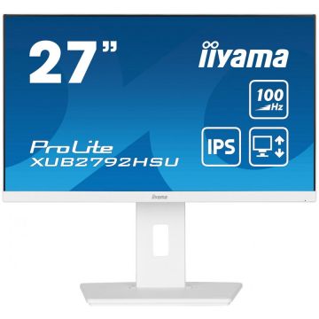 IIYAMA Monitor IPS LED Iiyama ProLite 27 XUB2792HSU-W6, Full HD (1920 x 1080), HDMI, DisplayPort, Boxe, Pivot, 100 Hz, 0.4 ms, Alb