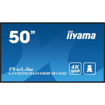 IIYAMA Semne Panou informare digital de perete iiyama LH5065UHSB-B1AG Afișaj 125,7 cm (49.5) LCD Wi-Fi 800 cd/m² 4K Ultra HD Negru Procesor încorporat Android 11 24/7