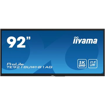 IIYAMA Tabla interactiva iiyama ProLite 92 TE9218UWI-B1AG, 5K UHD (5120 x 2160), 50 Puncte, HDMI x4, DisplayPort, USB-C, 8GB RAM, 64GB Flash, iiWare 11, Negru