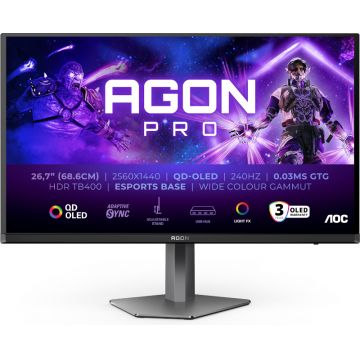 Monitor LED AOC Gaming AGON Pro AG276QZD2 27 inch QHD QD-OLED 0.03 ms 240 Hz HDR