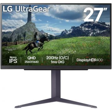 Monitor LED LG Gaming UltraGear 27GS85Q-B 27 inch QHD IPS 1 ms 200 Hz HDR FreeSync & G-Sync Compatible