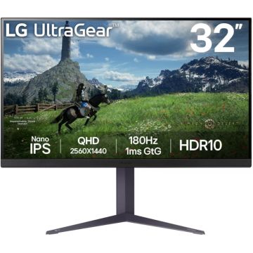 Monitor LED LG Gaming UltraGear 32GS85Q-B 31.5 inch QHD IPS 1 ms 180 Hz HDR FreeSync & G-Sync Compatible