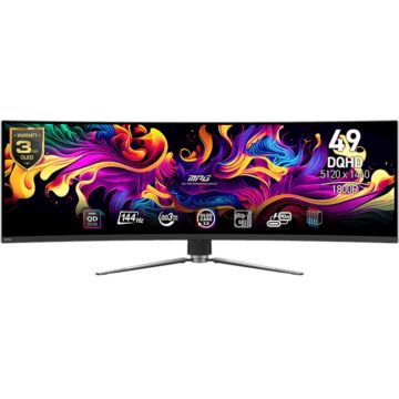 Monitor LED MSI Gaming MPG 491CQP Curbat 49 inch DQHD QD-OLED 0.03 ms 144 Hz USB-C HDR