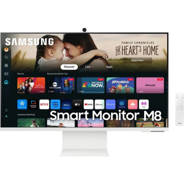 Samsung Monitor VA LED Samsung 32 LS32DM801UUXDU, UHD (3840 x 2160), HDMI, Boxe, Pivot, Alb