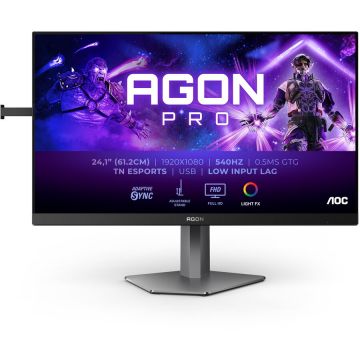 AOC Monitor Gaming Ultra-Fast TN eSports LED AOC 24.1 AG246FK, Full HD (1920 x 1080), HDMI, DisplayPort, Pivot, 540 Hz, 0.5 ms, Gri