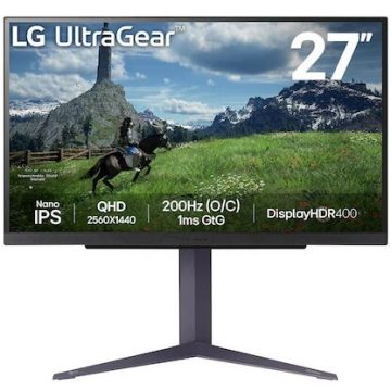 LG Monitor, LG, 27GS85Q-B, 27, UltraGear, 1ms, AG, QHD 2560x1440, 200Hz, HDR 400, 1000:1, 400cd/m2, Negru