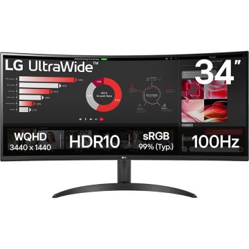 Monitor LED Curbat UltraWide 34WR50QK-B 34 inch UWQHD VA 5ms 100Hz Black