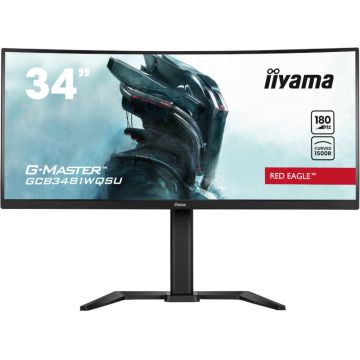 Monitor LED IIyama Gaming Red Eagle G-MASTER GCB3481WQSU-B1 Curbat 34 inch UWQHD VA 0.3 ms 180 Hz FreeSync Premium