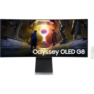 Monitor LED Samsung Gaming Odyssey G8 G85SD LS34DG850SUXDU Curbat 34 inch UWQHD QD-OLED 0.03 ms 175 Hz HDR FreeSync Premium Pro